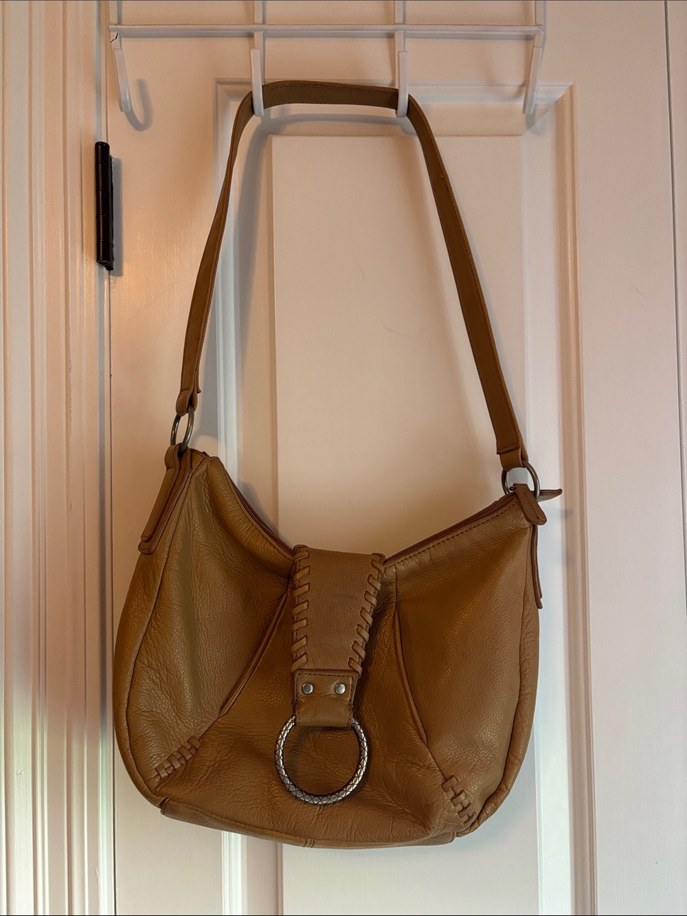 Stone Mountain Accessories Tan Shoulder Hobo Bag with Ring Accent